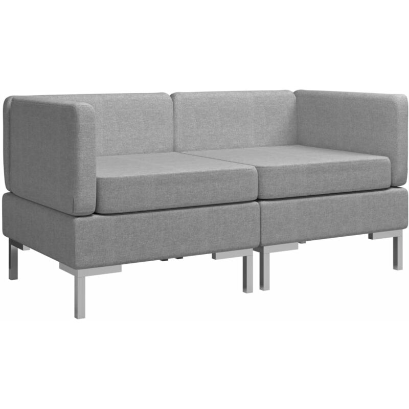 vidaXL Ecksofa Modular mit Auflagen Stoff Hellgrau 2 Stk. - Grau