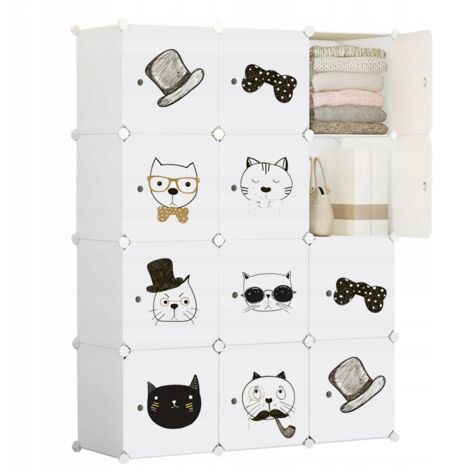 Modularer Kleiderschrank, großes Regal, Kinderkleiderschrank, bunt, XXL, märchenhaft, Kätzchen