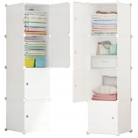 Modularer Kleiderschrank, weiß, geschlossenes Regal, 4 Einlegeböden
