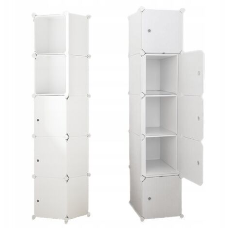 Modularer Schrank mit 5 Regalböden, Regal, Schrank, Garderobe, weiß