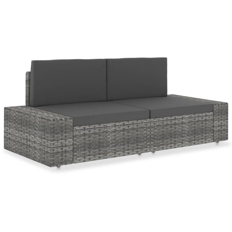 Modulares 2-Sitzer-Sofa Poly Rattan Grau - Grau - Vidaxl