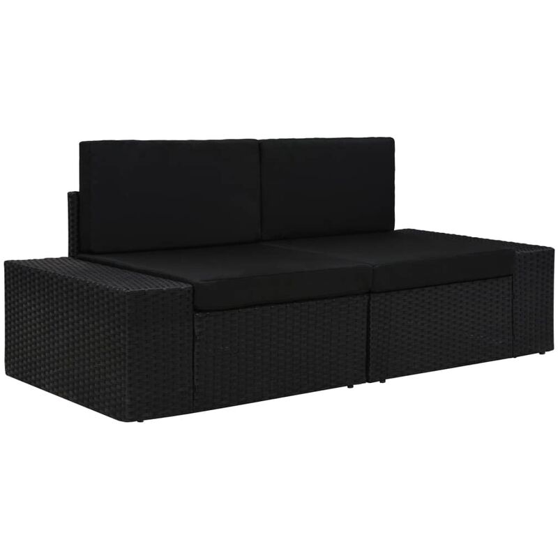Abcrital - Modulares 2-Sitzer-Sofa Poly Rattan Schwarz