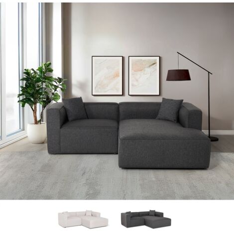 Modulares 3-Sitzer-Halbinsel-Ecksofa aus Stoff Rylos - Dunkel Grau