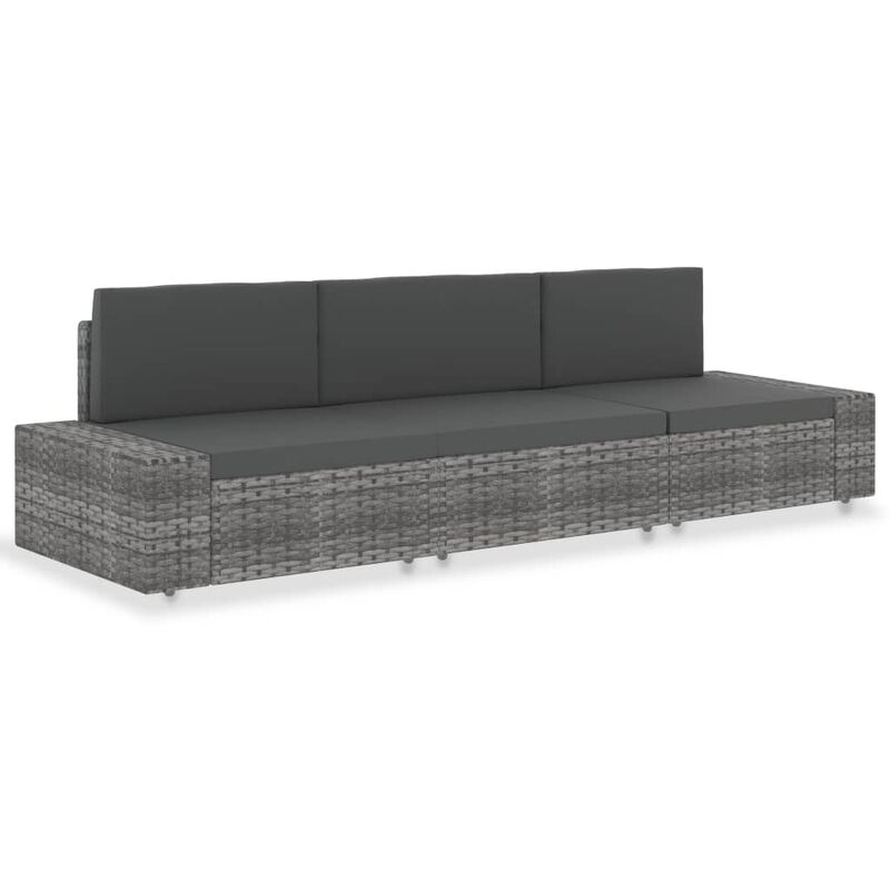 Betterlife - Modulares 3-Sitzer-Sofa Poly Rattan Grau