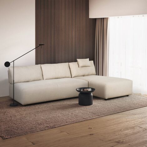 Modulares beiges 3-Sitzer-Ecksofa mit modularem Liegestuhl Mozy