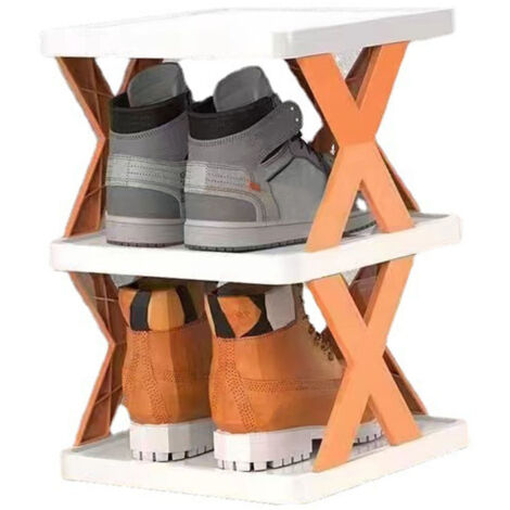 Modulares, mehrstöckiges, faltbares und preisgünstiges Schuhregal aus Kunststoff, 900 g, zum Selbstaufbau, für den Innenbereich, 20 x 30 x 15 cm, weiß, 4-teilig