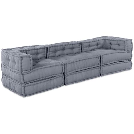 Modulares Sofa 3 pcs Grau 70 x 70 x 56 cm Stoff vidaXL