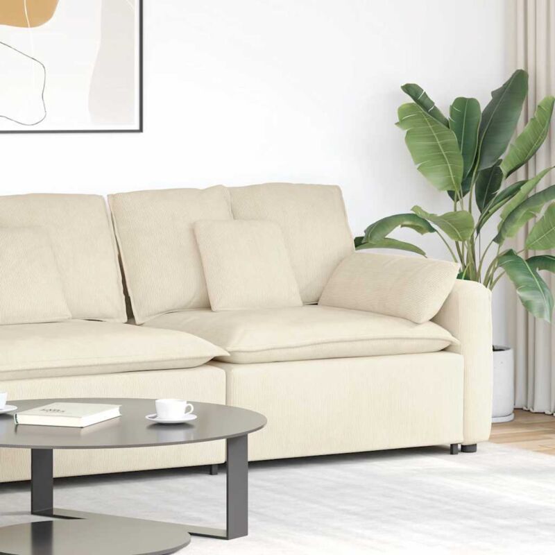 Vidaxl - Modulares Sofa Endmodul Mit Armlehne Kissen Creme 100 Cm