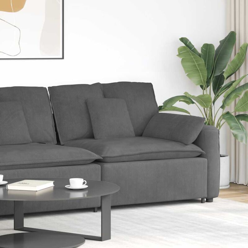 Modulares Sofa Endmodul Mit Armlehne Kissen Dunkelgrau 100 Cm - Vidaxl