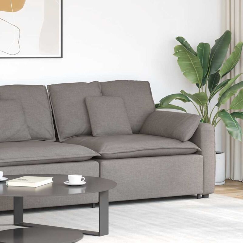 Modulares Sofa Endmodul Mit Armlehne Kissen Taupe 100 Cm Vidaxl
