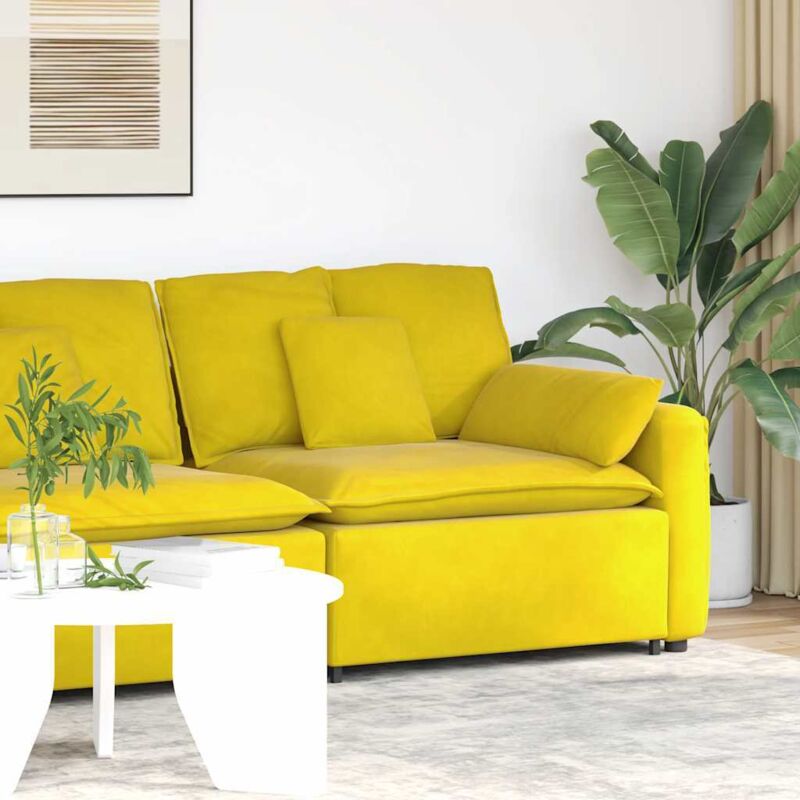 Modulares Sofa Endmodul Mit Armlehne Kissen Gelb 100 Cm Vidaxl