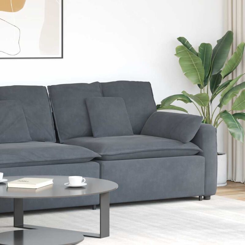 Modulares Sofa Endmodul Mit Armlehne Kissen Dunkelgrau 100 Cm - Vidaxl