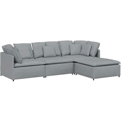 Modulares Sofa mit Fußhocker Kissen Stoff Hellgrau vidaXL