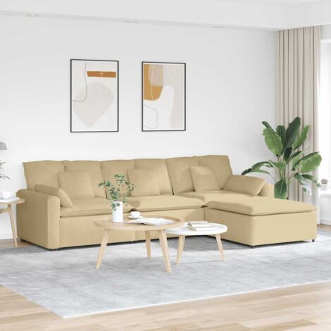 Modulares Sofa mit Fußhocker und Kissen Graugrün vidaXL