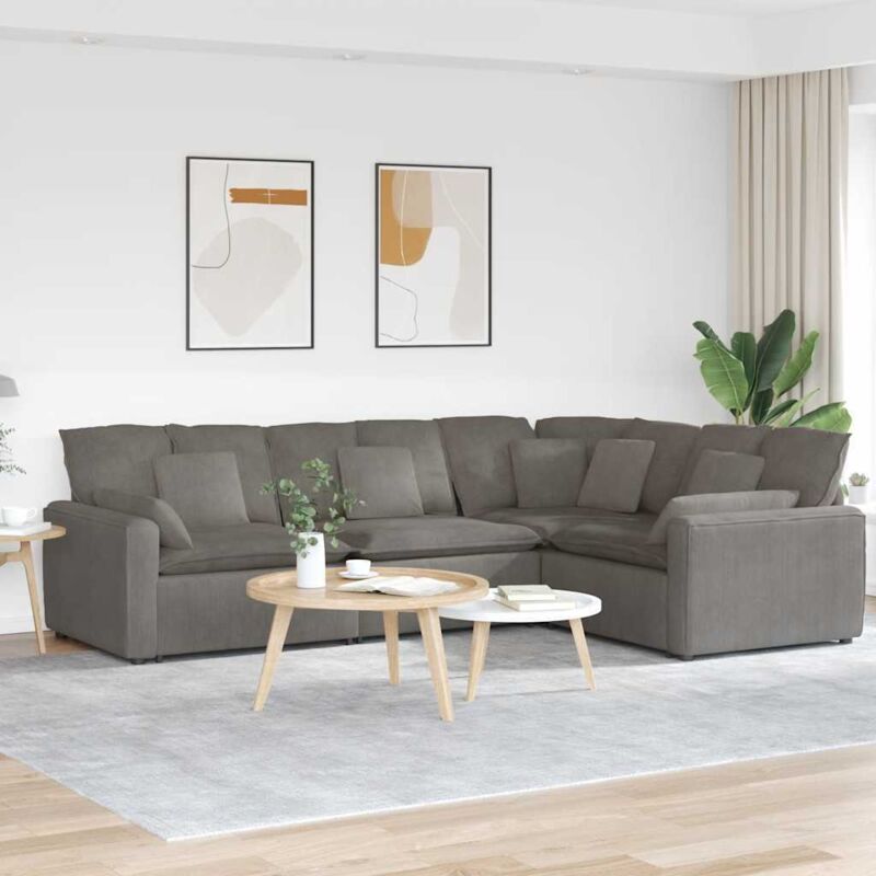 Vidaxl - Modulares Sofa Mit Kissen Cordstoff Hellgrau