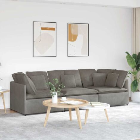 Modulares Sofa mit Kissen Cordstoff Hellgrau vidaXL