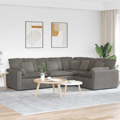 Modulares Sofa mit Kissen Cordstoff Hellgrau vidaXL
