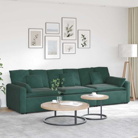 Modulares Sofa mit Kissen Dunkelgrün vidaXL