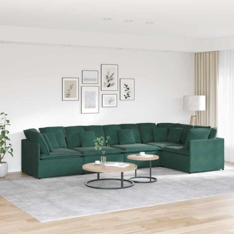 Modulares Sofa mit Kissen Samt Dunkelgrün vidaXL
