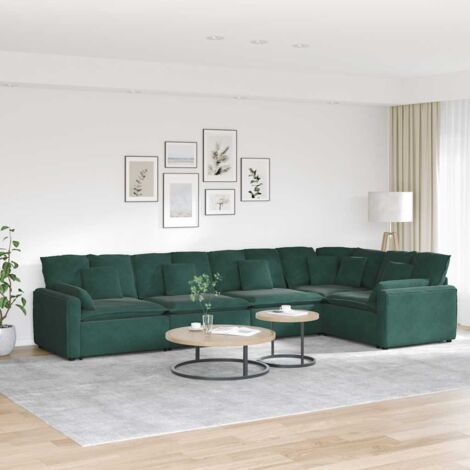 Modulares Sofa mit Kissen Samt Dunkelgrün vidaXL