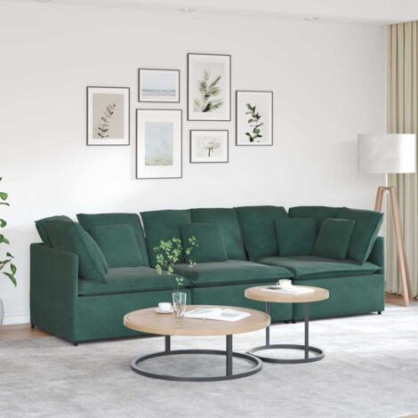 Modulares Sofa mit Kissen Samt Dunkelgrün vidaXL
