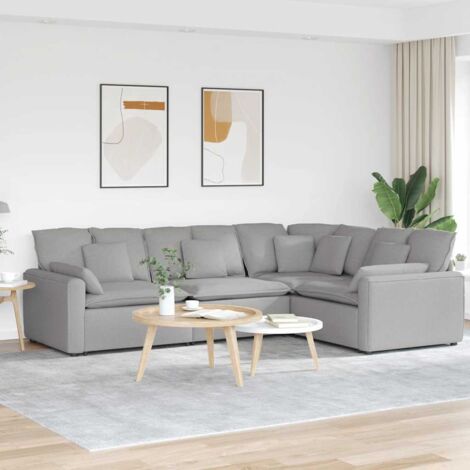 Modulares Sofa mit Kissen Stoff Wolkengrau vidaXL