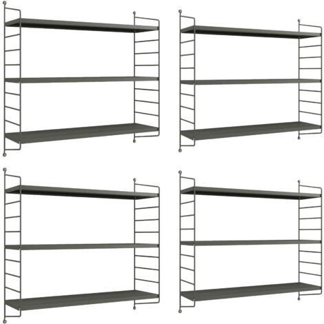Modulares Wandregal Strängnäs 4er Set Anthrazitgrau [en.casa]