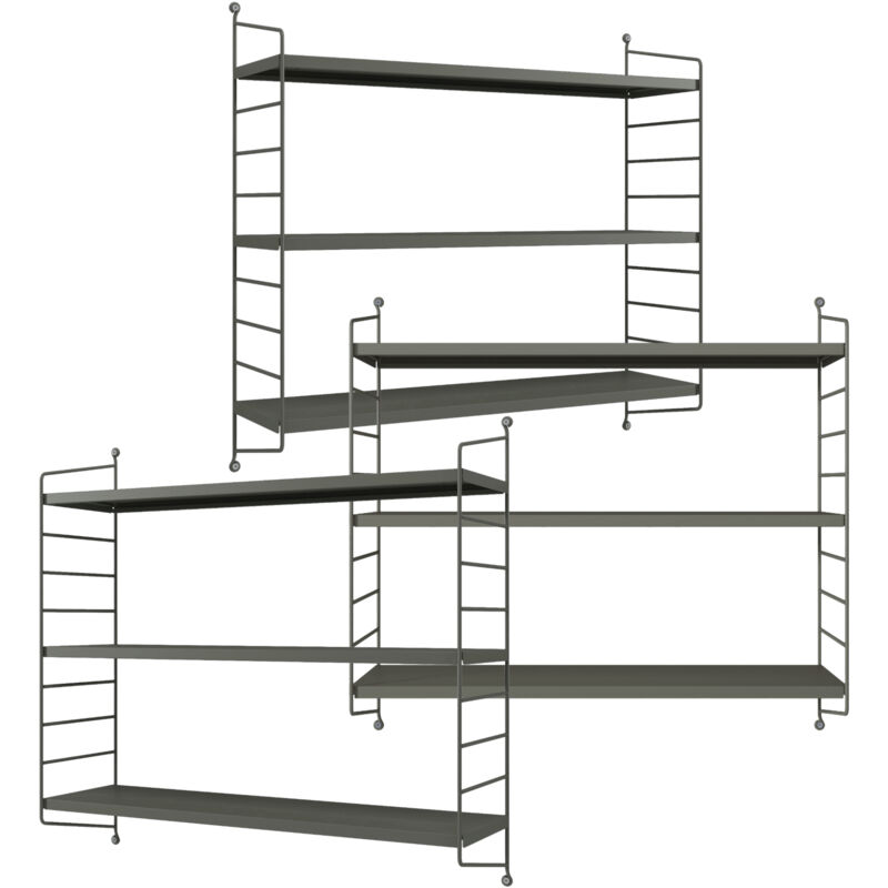 [en.casa] - Modulares Wandregal Strängnäs 3er Set Anthrazitgrau