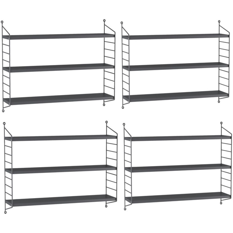 [en.casa] - Modulares Wandregal Strängnäs 4er Set Dunkelgrau
