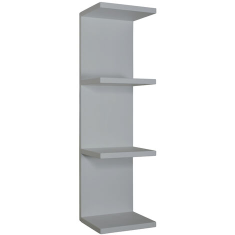 Libreria design moderna con mensole da parete a pettine scaffale 4 ripiani per libri (grigio)