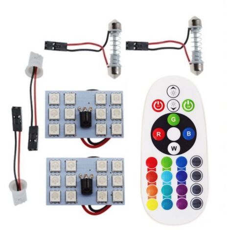 Module 12 LED RGB intérieur voiture télécommande plafonnier liseuse