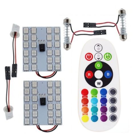 Module 24 LED RGB intérieur voiture télécommande plafonnier liseuse