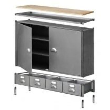 Module 4 Petits Tiroirs De Meuble Style Industriel 1.20 M
