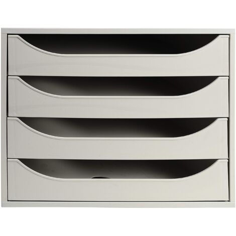 Module à Tiroirs Ecobox Caisson Individuel 4 Pour Documents A4 Certifié Ange Bleu Gris