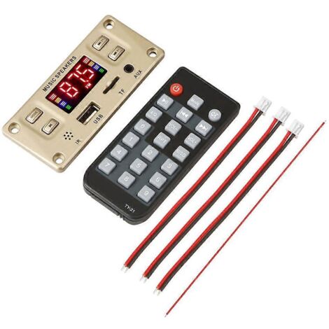 Module autoradio décodeur MP3 compatible Bluetooth Y05, lecteur de carte TF, port USB, microphone, télécommande en silicone