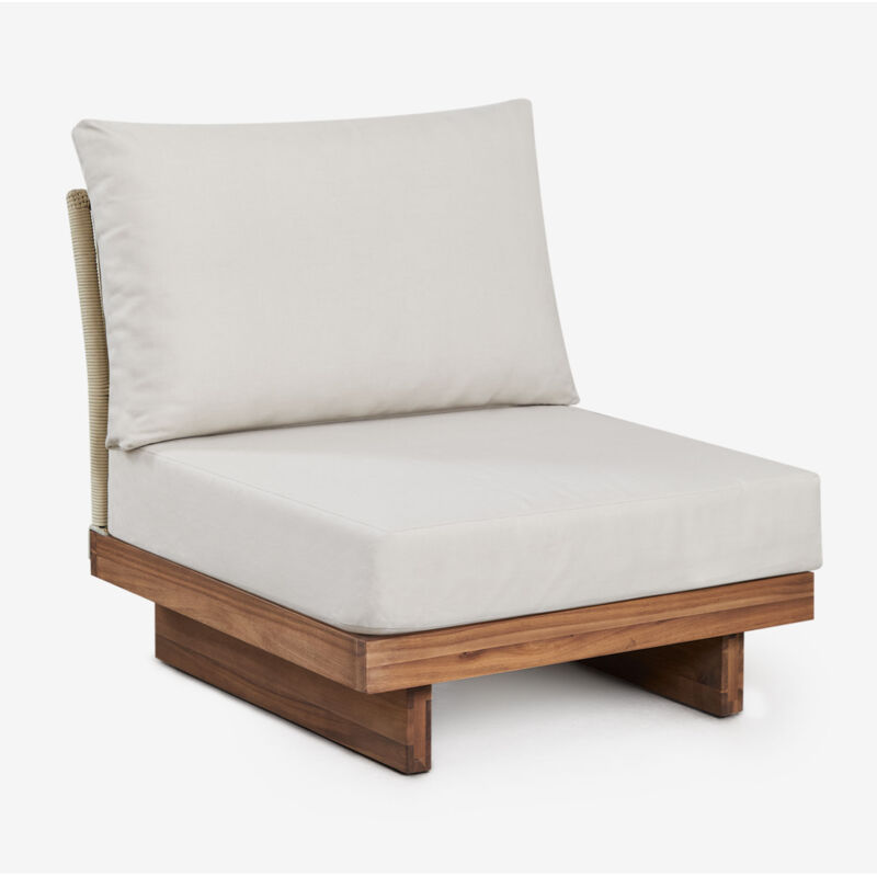 Module central pour canapé modulaire de jardin en bois d'acacia et corde tressée Dailin Sklum