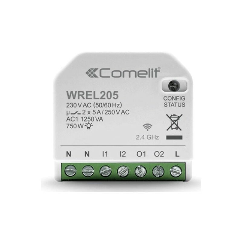 Comelit - Module smart home Wi-Fi pour la gestion de l'éclairage 2 sorties 5A WREL205