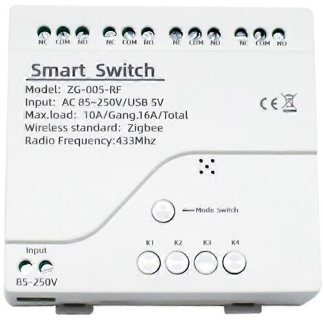 Module Commutateur WiFi 4CH RF433 Intelligent Tuya avec Télécommande et Cadre