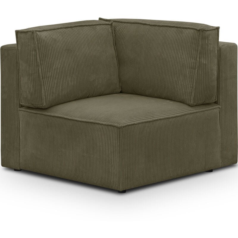 Homifab - Module d'angle à gauche en velours côtelé vert kaki - Harper Mod