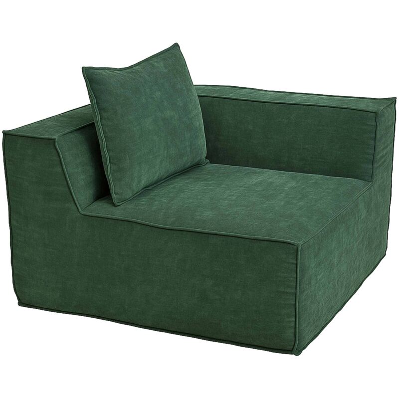 Module d’angle canapé fauteuil lounge avec accoudoir 63 x 97 x 97 cm en tissu vert 040009246
