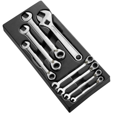 Module de 7 clés mixtes à cliquet et 1 clé à molette - Expert
