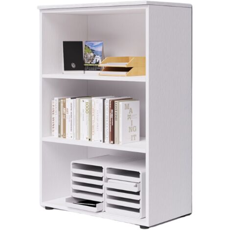 Module de bureau ouvert à trois compartiments avec plateau, couleur blanc, H129x90x45cm