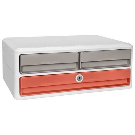 Module de classement Cep MoovUp 3 tiroirs avec serrure et poignées - terracotta