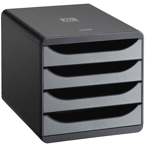 Module de classement Exacompta Big Box 4 tiroirs coffre noir - noir/argent