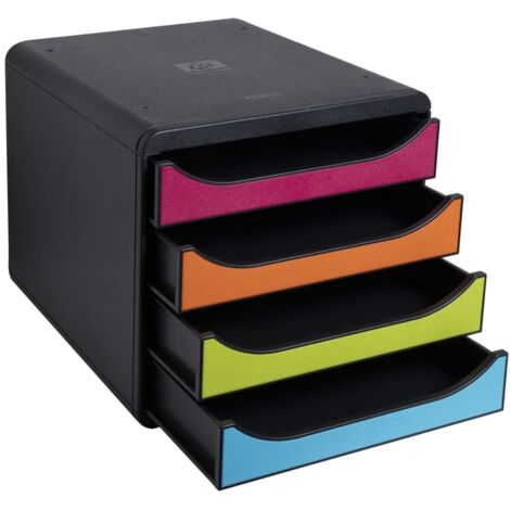 Module de classement Exacompta Big Box 4 tiroirs coffre noir - noir/multicolore