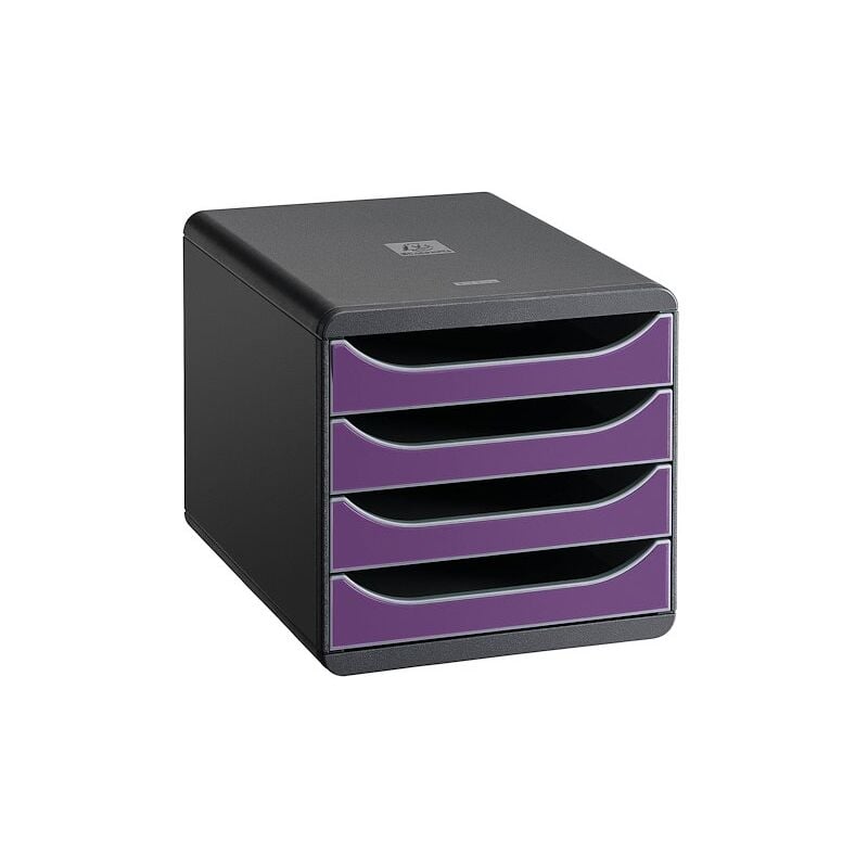 Module de classement Exacompta Big-Box 4 tiroirs gris foncé - parme