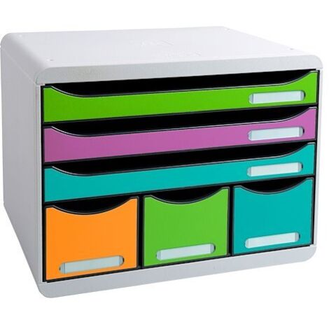 Module de classement Exacompta Iderama Store Box 6 tiroirs - blanc/assortis