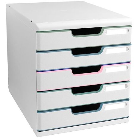 Module de classement Exacompta Modulo 5 tiroirs couleur - blanc/assortis clair