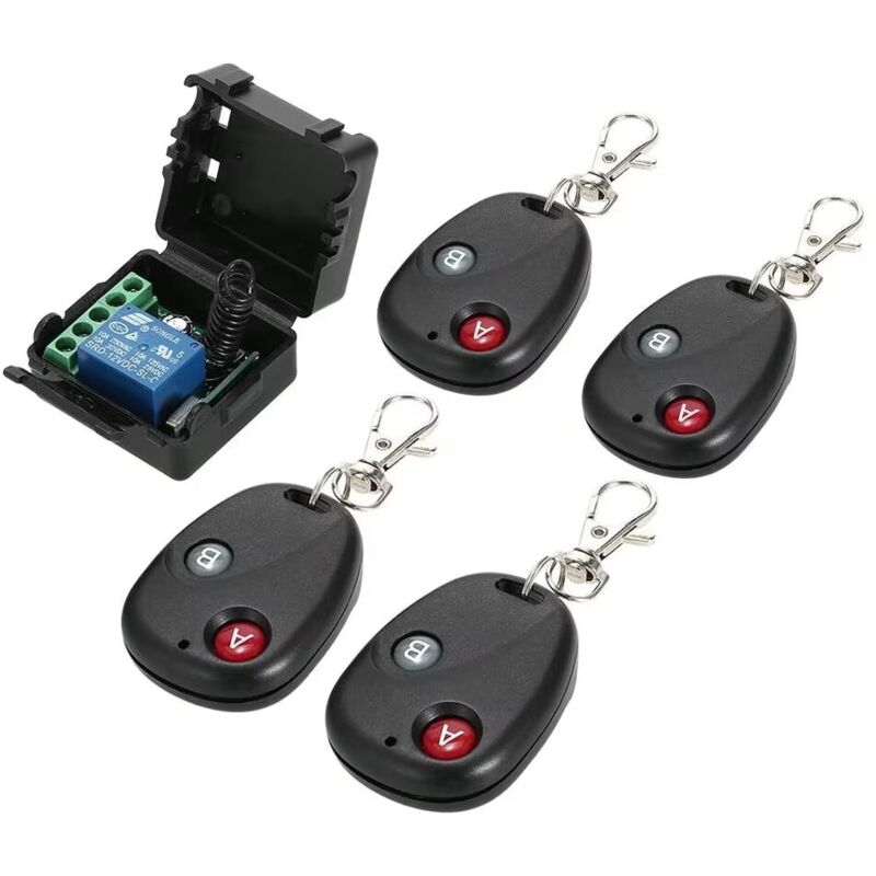Module De Commutateur De Telecommande Sans Fil Dc 12V 1Ch Et Telecommande Rf 4Pcs -
