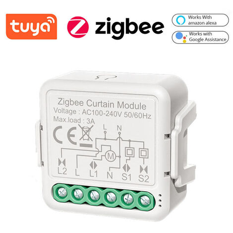 Module de commutation de rideau intelligent Tuya ZigBee Module de commutation à trois voies Module de modification de rideau de store à enrouleur intelligent pour la maison Télécommande d'application - blanche